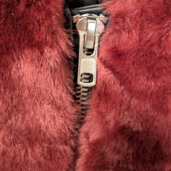 Free People Burgundy Faux Fur Jacket - Picture 7 of 11